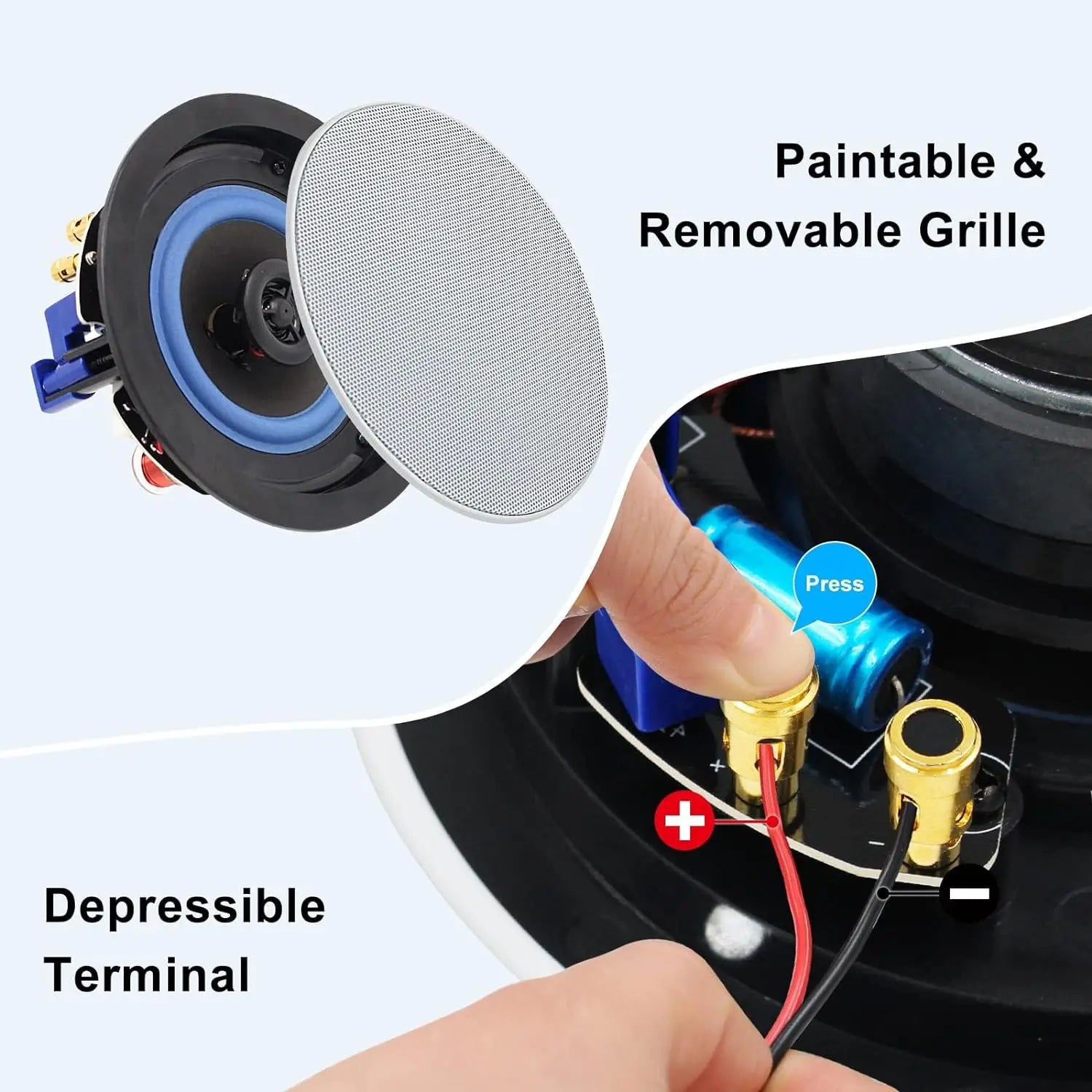 Herdio 4 ’ 320 Watts 2-Way Bluetooth Ceiling Speakers Package Perfect For Home Theater System Living Room Flush Mount 4