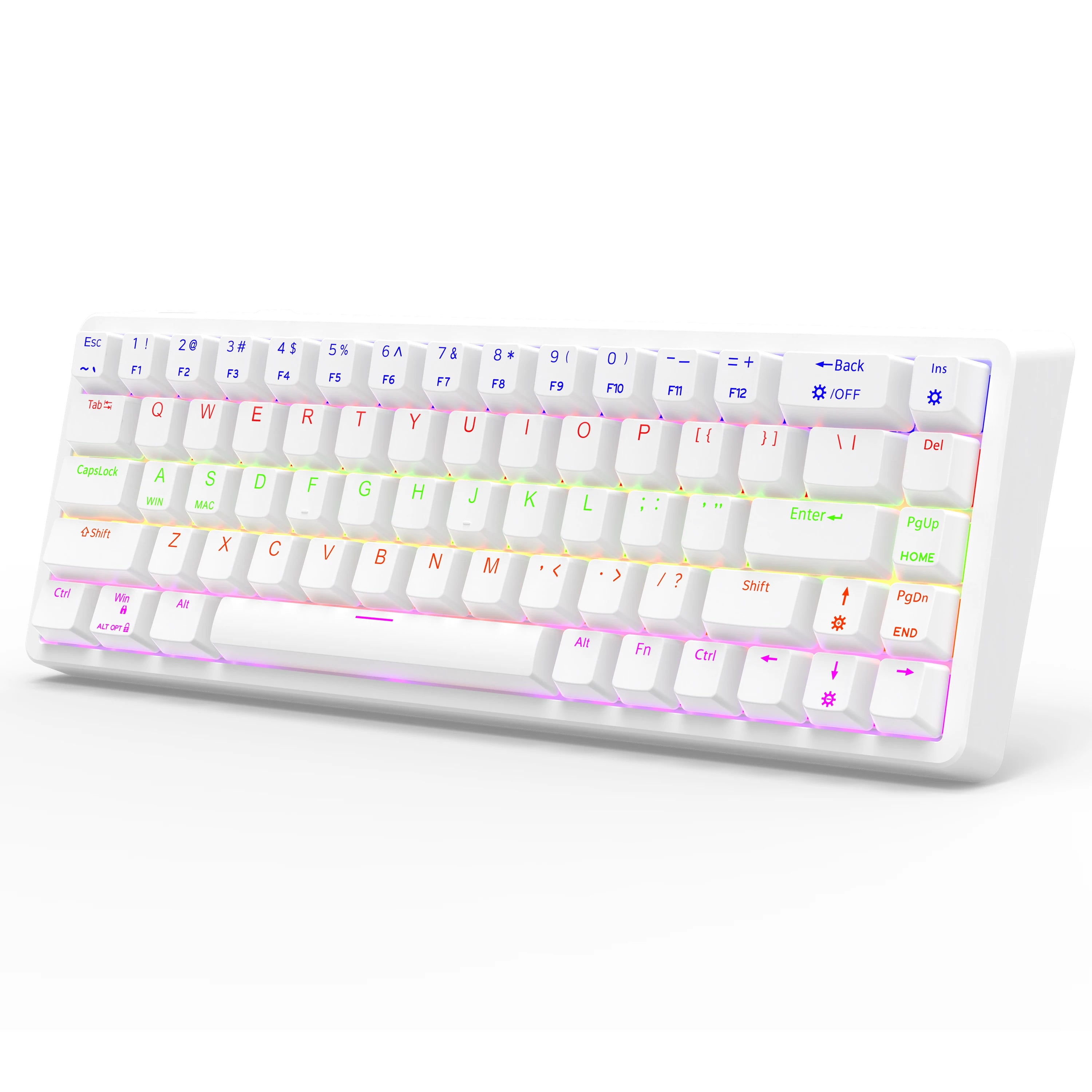 Wired 68-key mechanical keyboard ergonomic RGB backlight LED red switch game keyboard suitable for PC laptop office