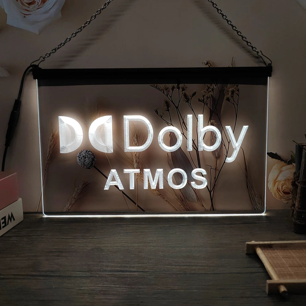 Dolby Atmos LED Neon Sign-3D Carving Wall Art for Home,Room,Bedroom,Office,Farmhouse Decor - White / UK-30x20cm