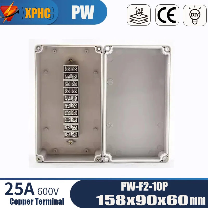 Outdoor ABS Plastic Electric Cable Branch Box Distribution Enclosure Case Home Monitor Waterproof Terminal Junction Box