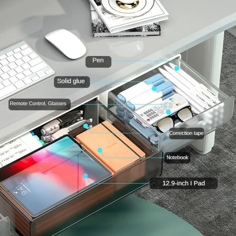 1-3PCS Hidden Desktop Organiser Desktop Sticky Drawer Slide Out Under Desk Drawer Transparent Under Desk Drawer Storage