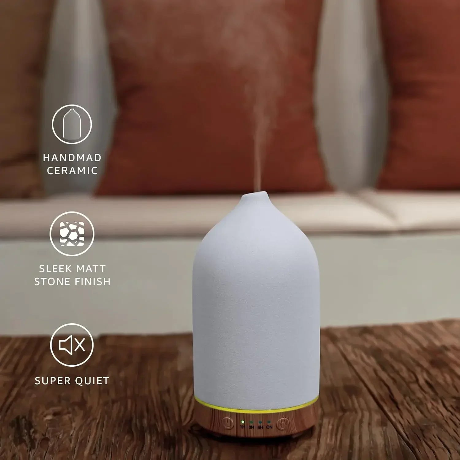 Essential Oil Diffuser 100ml Ceramic Ultrasonic Aroma Diffuser Humidifier Timer Setting 7 LED Colors Changing Lights