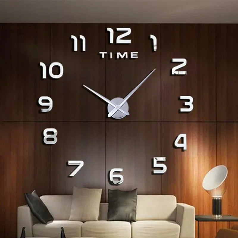 2023 Modern Design Large Wall Clock 3D DIY Quartz Clocks Fashion Watches Acrylic Mirror Stickers Living Room Home Decor