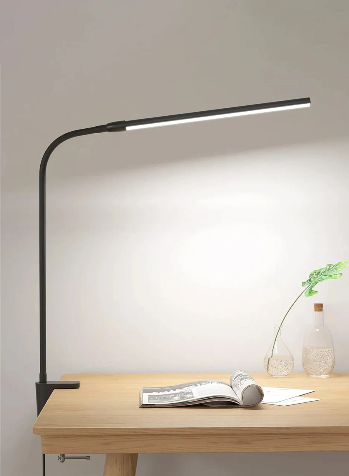 B LED Double/Single Head Reading Desk Lamp Foldable Swing Arm Table Lamp with Clip Dimmable Workstation Office PC Eye
