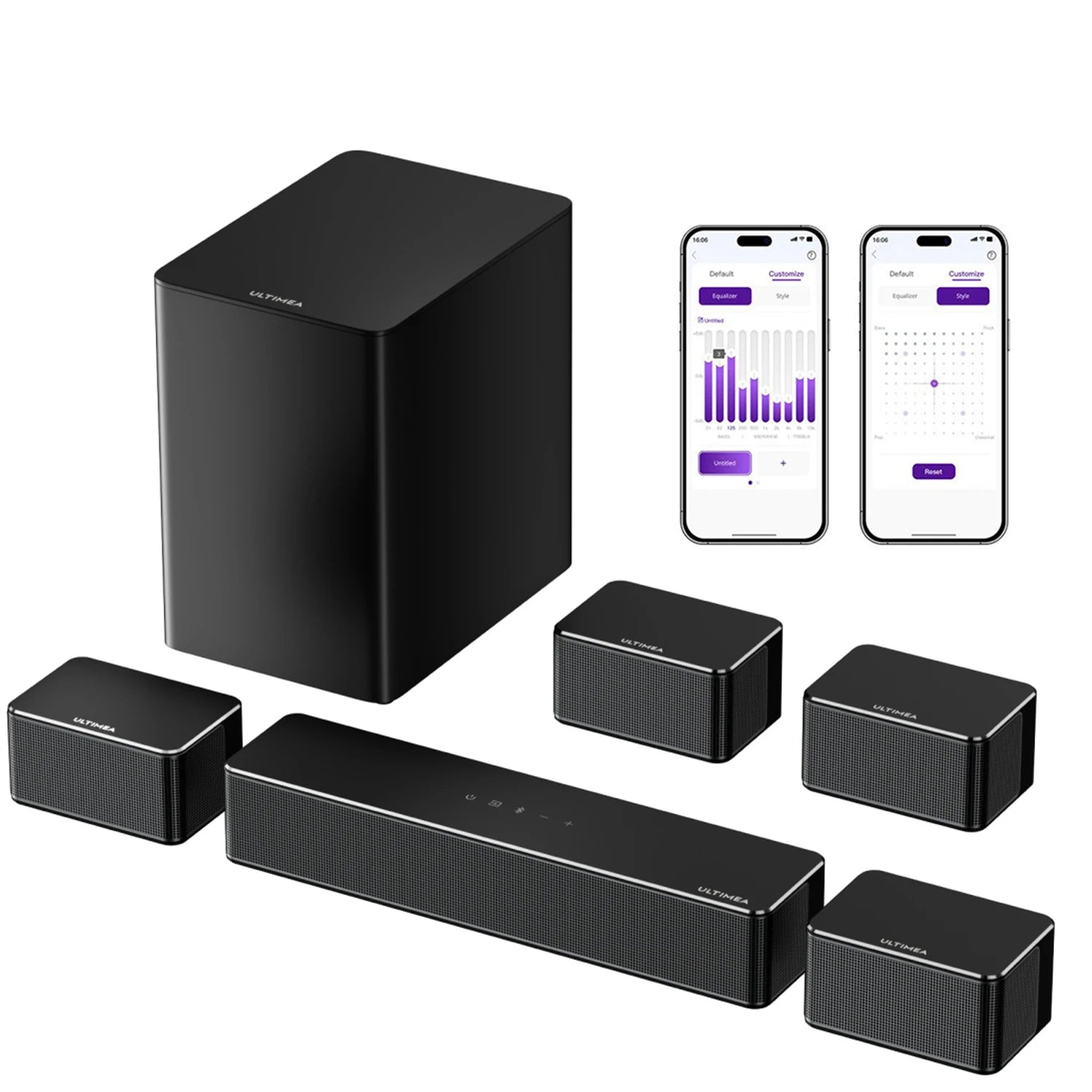 ULTIMEA 7.1 Surround Soundbar 3D Virtual Surround Sound System with Subwoofer,2 Rear Speakers Home Theater TV