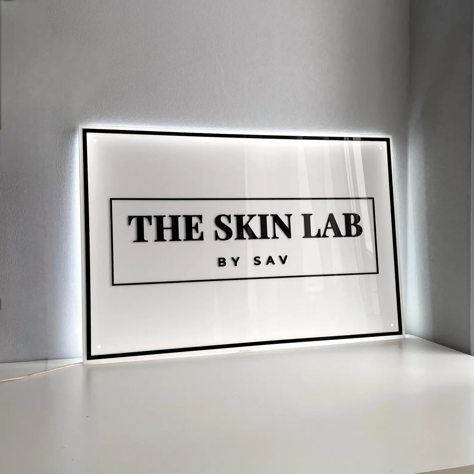 Custom Business Logo LED Sign Backlit Acrylic 3D Rectangle Wall Decor for Beauty Salon Office Company Logo Lighting