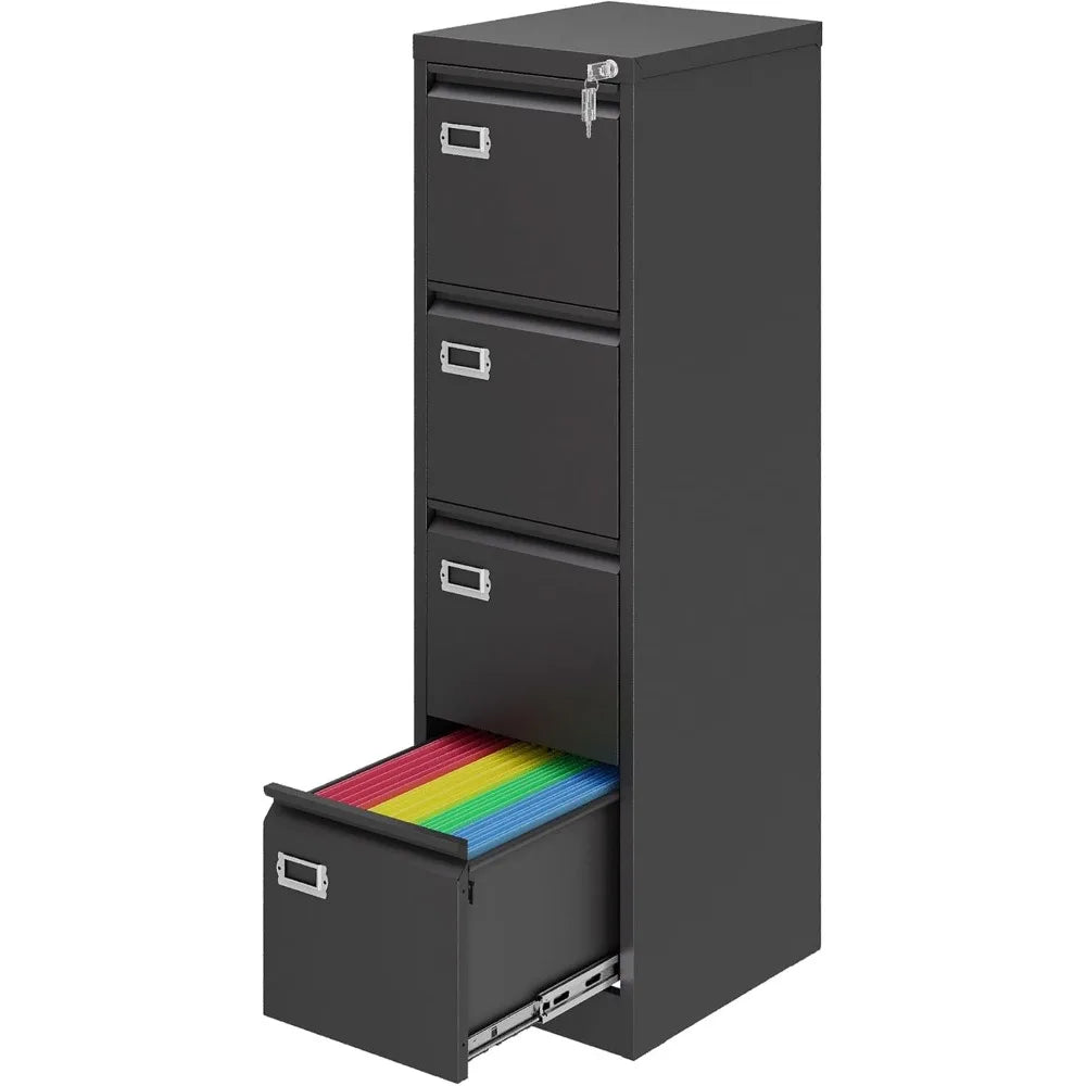4 Drawer File Cabinet with Lock Metal Filing Cabinets Vertical Small Filing Cabinet Steel Lockable Storage Cabinets