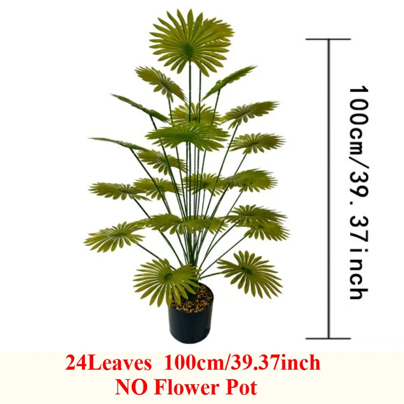 1PC 54-100CM Large Artificial Palm Tree Fake Tropical Plants Fall Winter Leaves Plastic Banyan Tree for Garden Home
