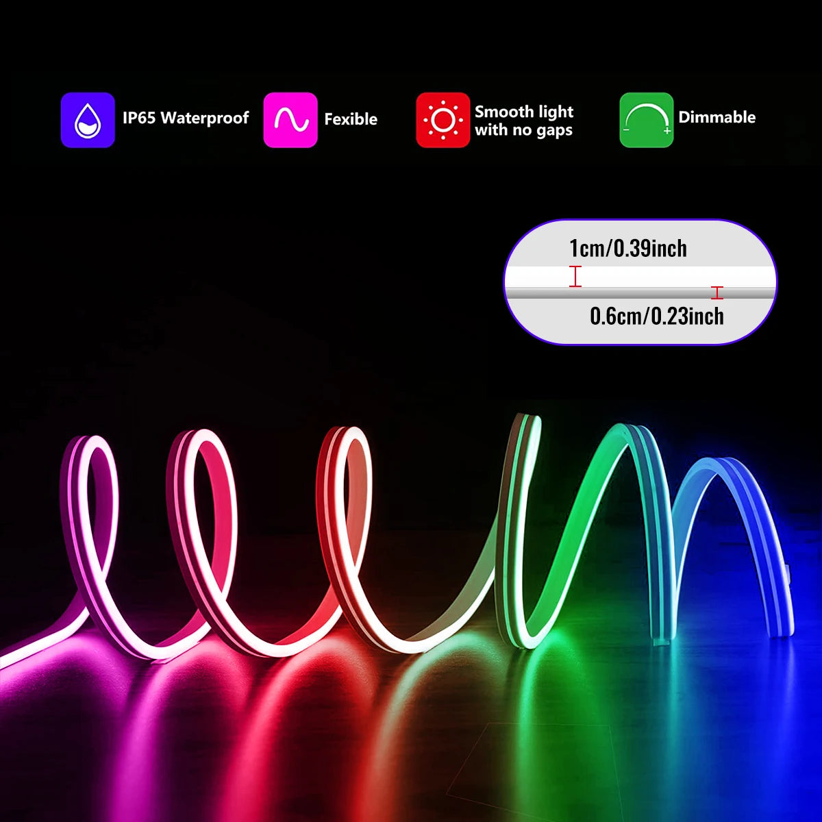 LED Neon Strip Light,3/5m Smart LED WIFI APP RGB,16Colors DIY Light Waterproof Flexible Light Strip Work With Alexa