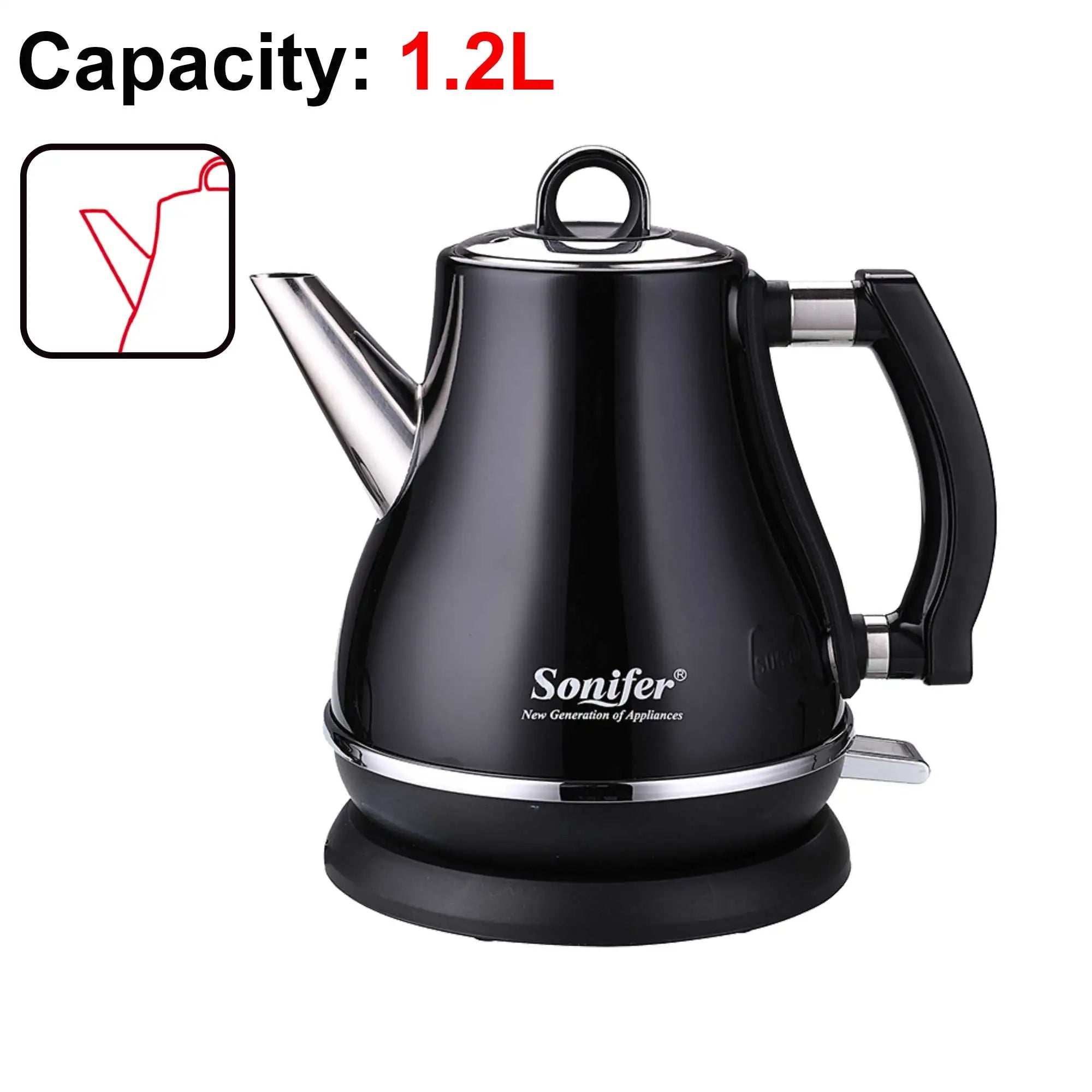 1.2L Colorful 304 Stainless Steel Electric Kettle 1500W Household 220V Quick Heating Electric Boiling Tea Pot Sonifer