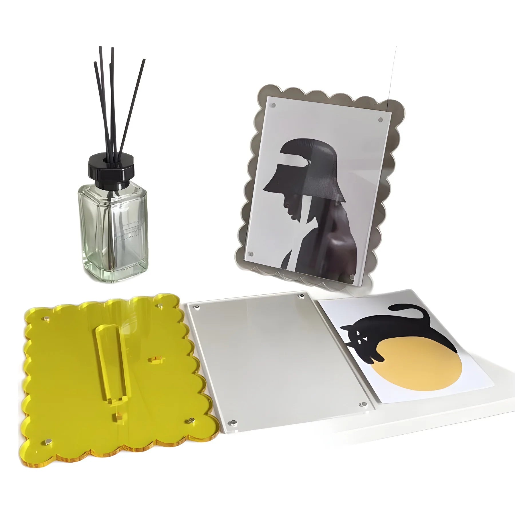 Scalloped Acrylic Picture Frame Neon Magnetic Acrylic Tabletop Desk Frame Decoration Colored Modern Photo Frame