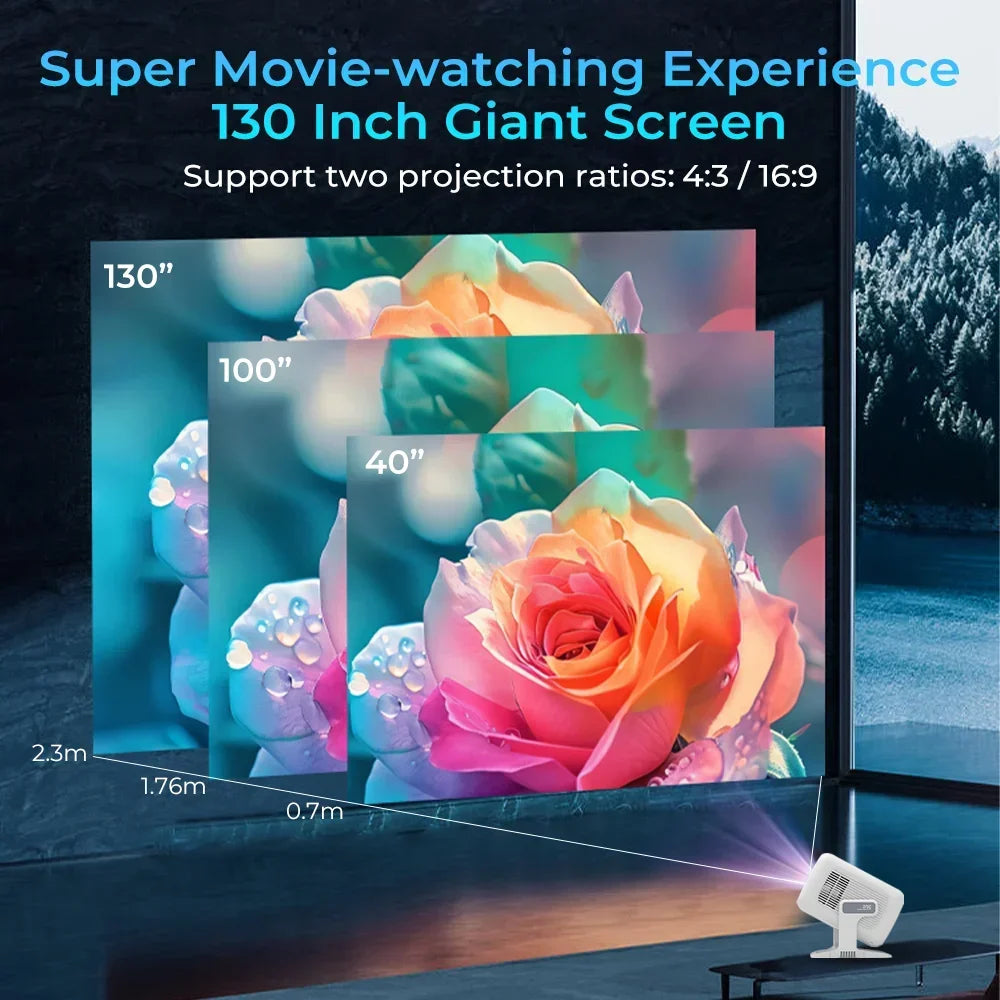 LynCast Smart Pojector 4K Full HD 600Ansi Native 1080P WIFI6 BT5.4 Android 11 Beamer Autofocus&keystone Home theater