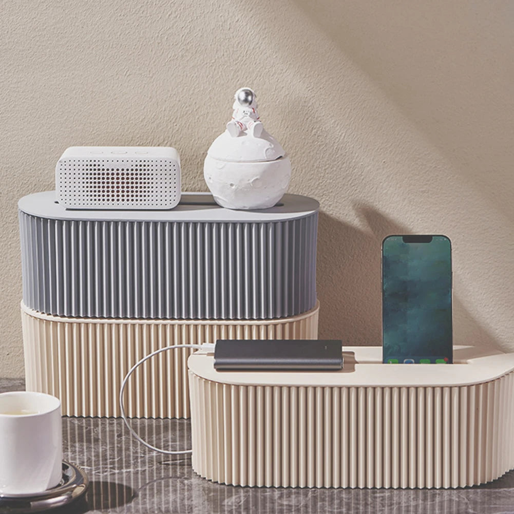 Cable Tidy Box Cable Management Box Large Capacity Desktop Cord Organizer with Lid Cable Organizer Box for Home Office