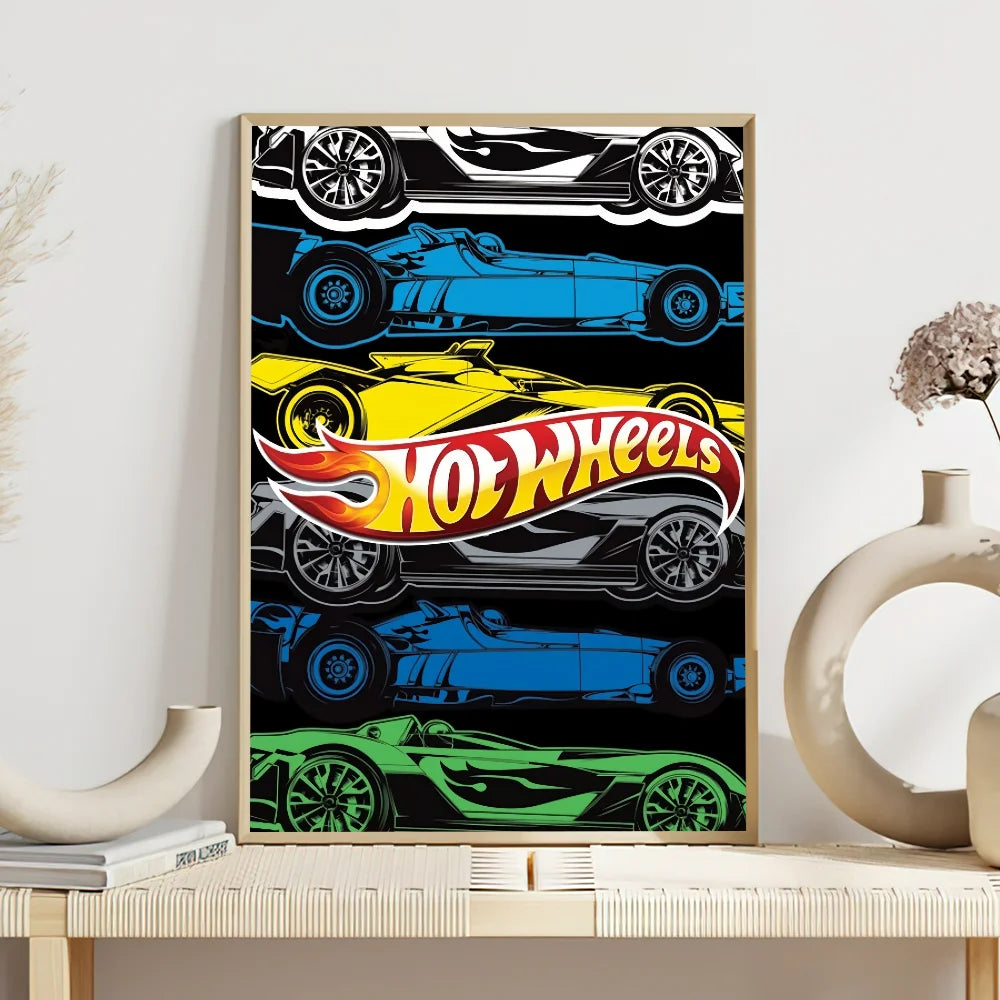 Super Car H-Hot W-Wheels Poster Self Adhesive Painting Living Room Office Decoration Bedroom Home Wall Sticker Prints