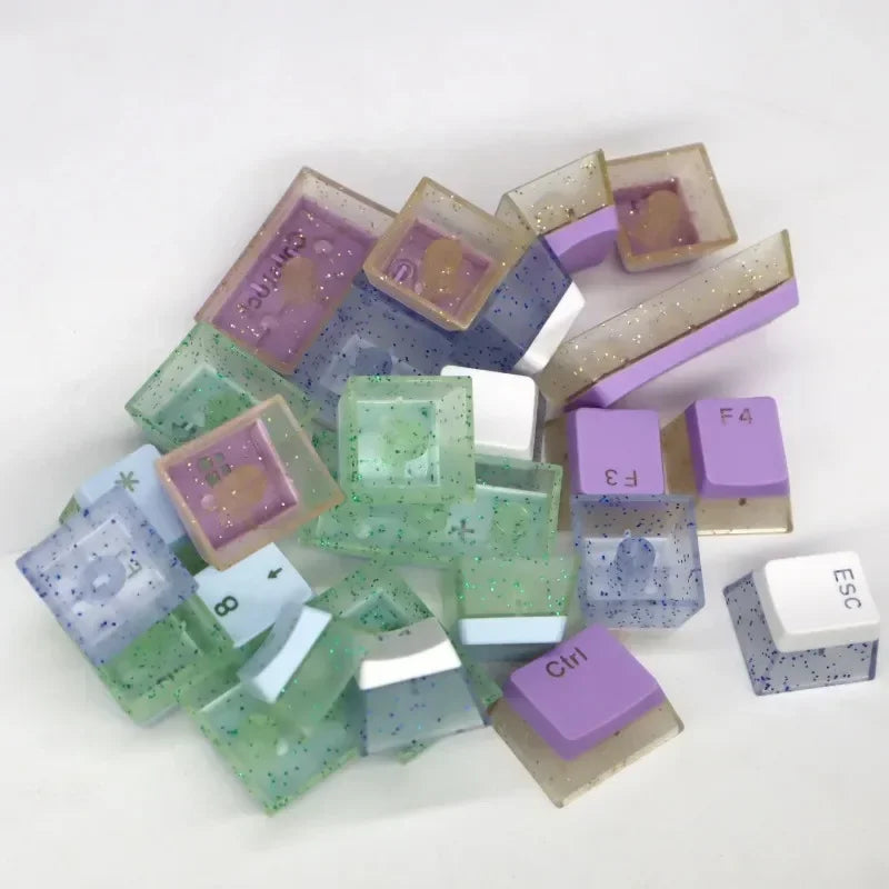 104 key ABS/PBT pudding double double color transparent closed character color small set keyboard cap key Mechanical