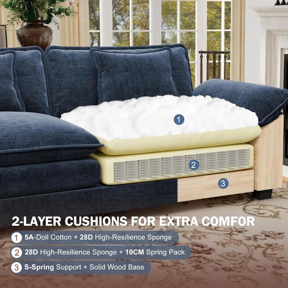 50’’ Oversized Chair with Movable Ottoman Chenille Comfy Cloud Sofa Accent Chair w/Large Seat and Armrests Modern Extra