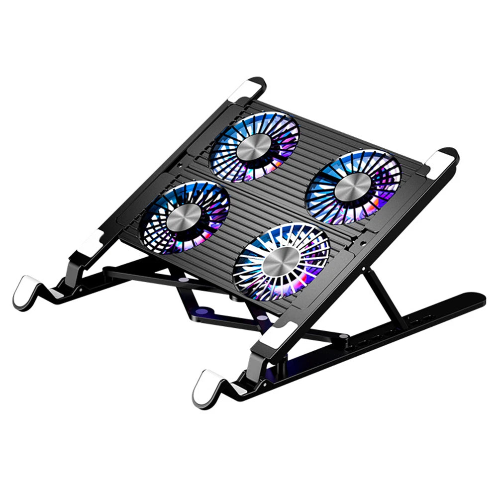 Laptop Cooling Pad with 2/4 Fans Foldable Notebook Stand RGB Silent Gaming Laptop Cooler Fan 7 Height for 11-17.3 Inch