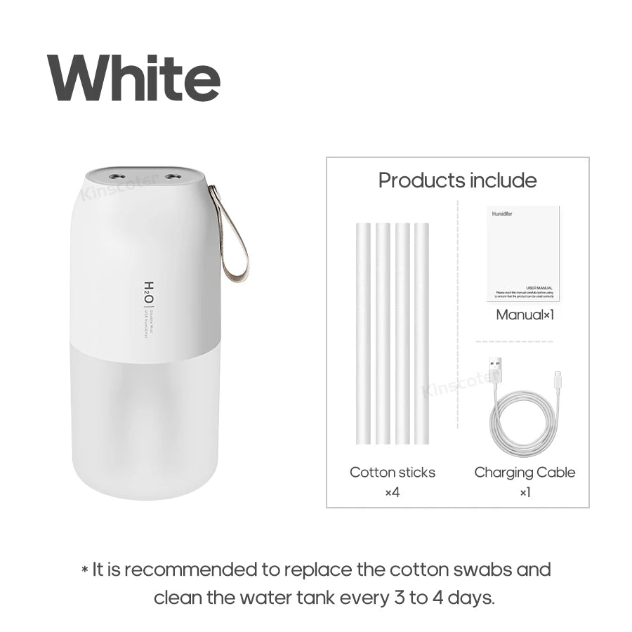 KINSCOTER Ultrasonic Air Humidifier 300ml 2000mAh Battery USB Sprayer Diffuser Releases Smooth Water Mists for Home