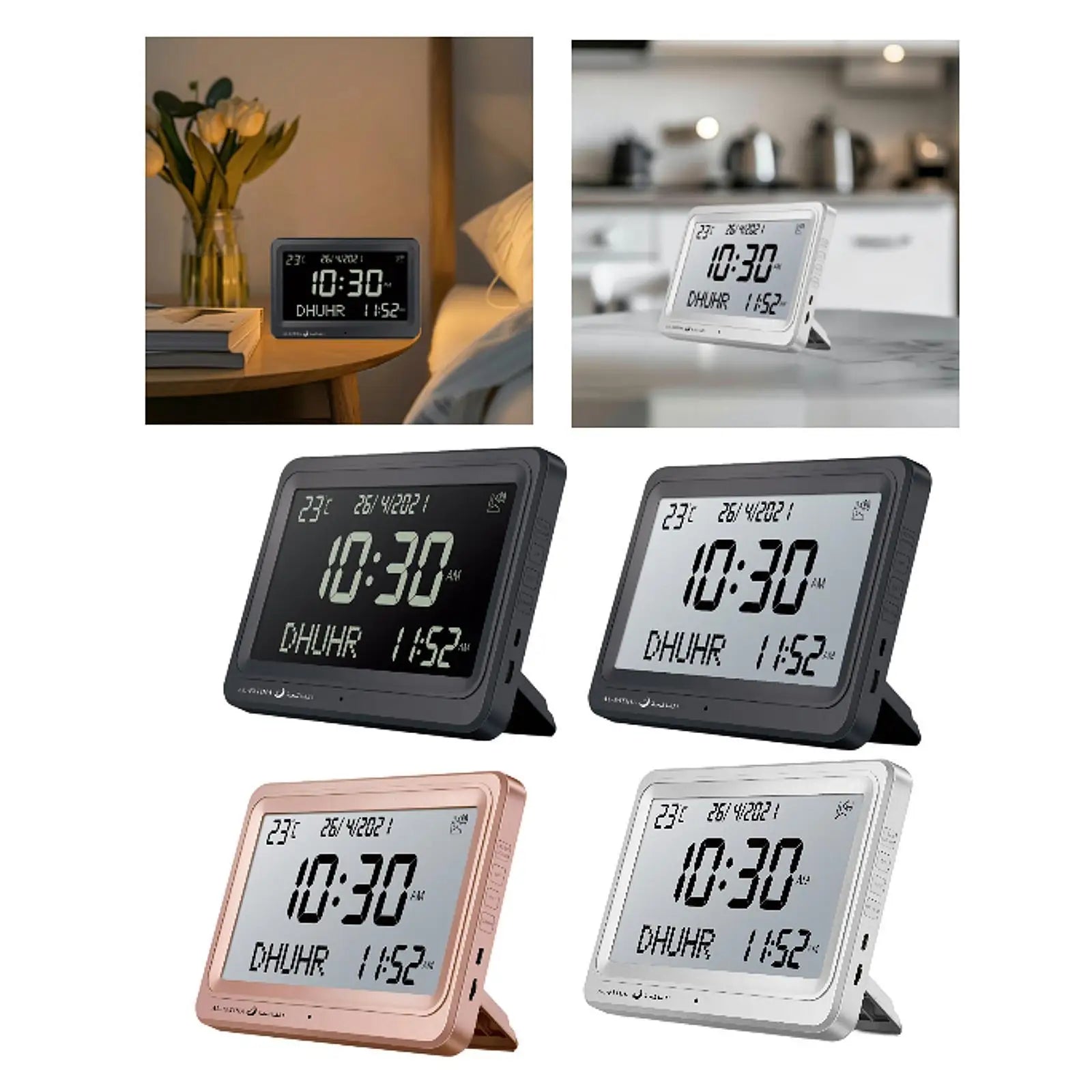 Azan Alarm Clock Islamic Temperature Decoration Muslim Prayer Clock Table Clock for Home Desk Party Living Room
