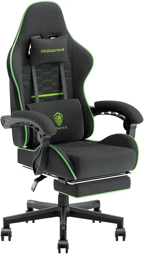 Dowinx Gaming Chair Fabric with Pocket Spring Cushion,Game Chair Cloth with Headrest Ergonomic Computer Chair