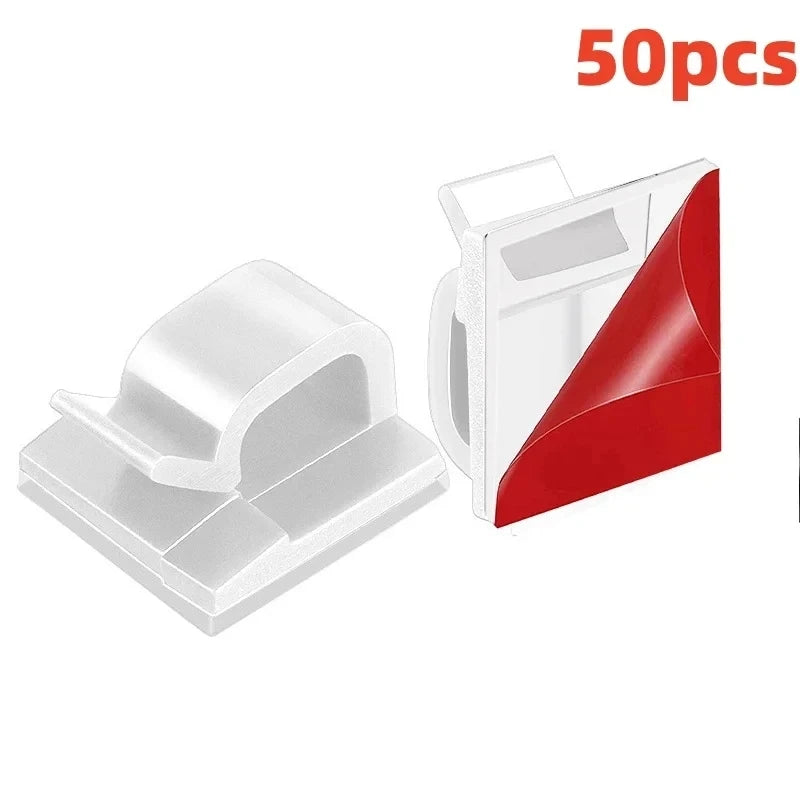 Clamp Wire Organizer Self-adhesive Fixed Unmarked Wire Clip Punch-free Desktop Car Office Wall Clip Holder Accessories