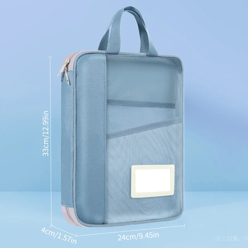 Huajie A4 Document Bag Transparent Large Opening File Bag Zipper-Type Large Capacity Document Storage Bag Tote Bag