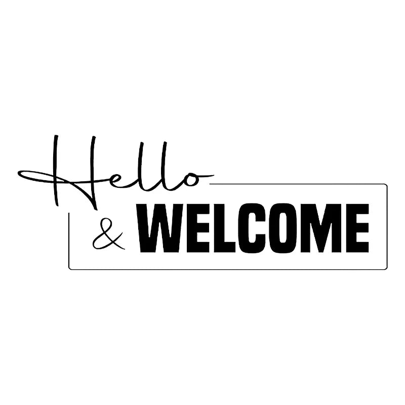Hello & Welcome Office Reception Sign Wall Sticker Vinyl Business Front Store Entry Way Decoration Decals Welcome