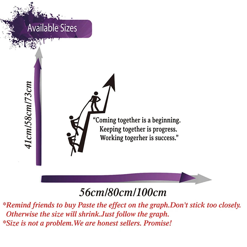 Modern Office Teamwork Success Wall Sticker Team Motivational Inspirational Quote Work Climbing Wall Decal Home Decor