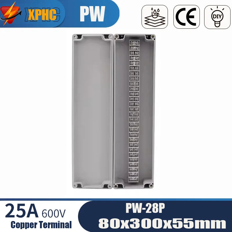 Outdoor ABS Plastic Electric Cable Branch Box Distribution Enclosure Case Home Monitor Waterproof Terminal Junction Box