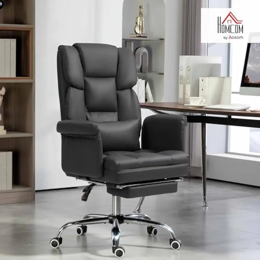 Executive Office Chair with Footrest and Lumbar Support PU Leather Ergonomic Offices Desks Chairs Reclining and Swivel