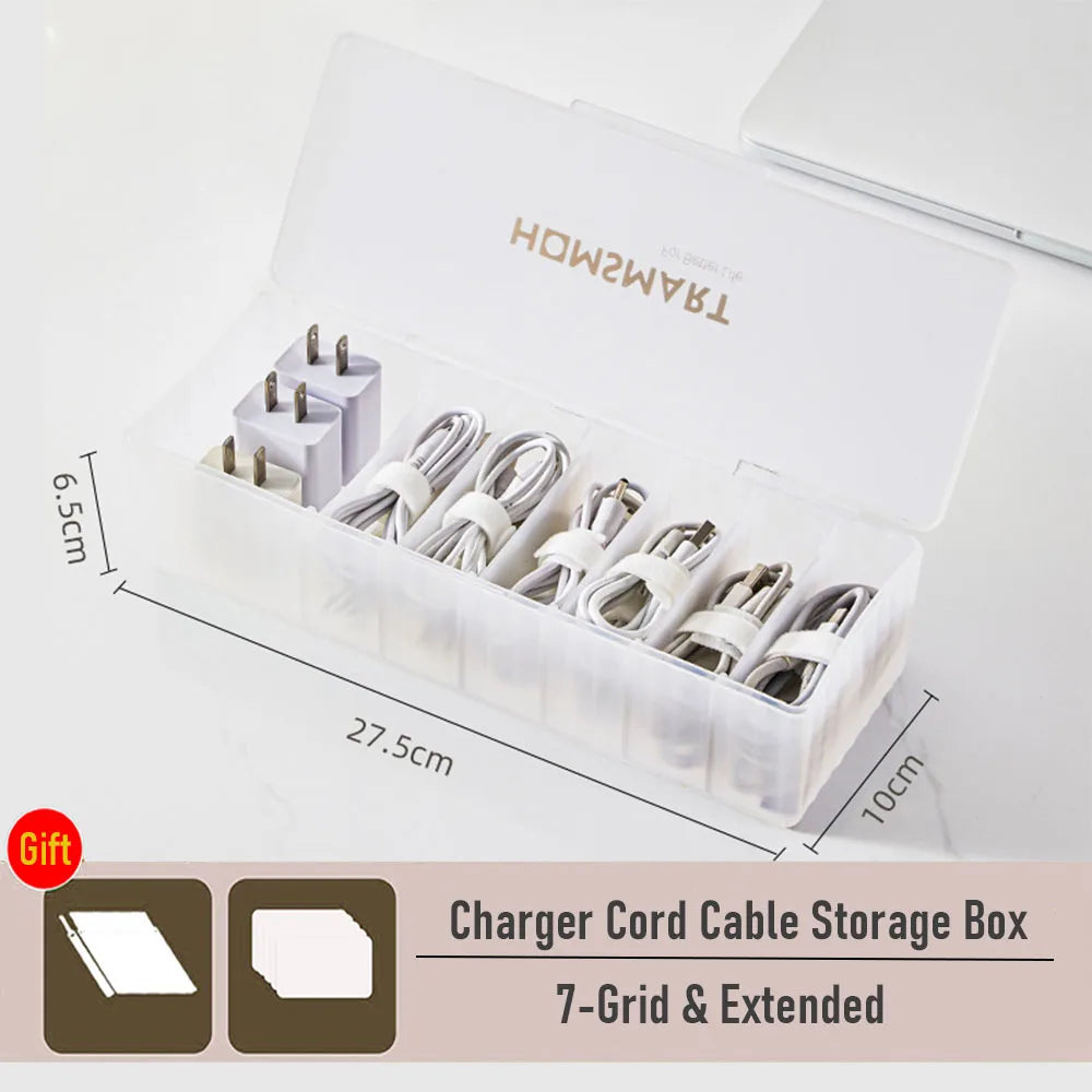Charger Cord Data Cable Storage Box Data Line Storage Desktop Cable Collect Case Dustproof Power Boxes Wire Cable
