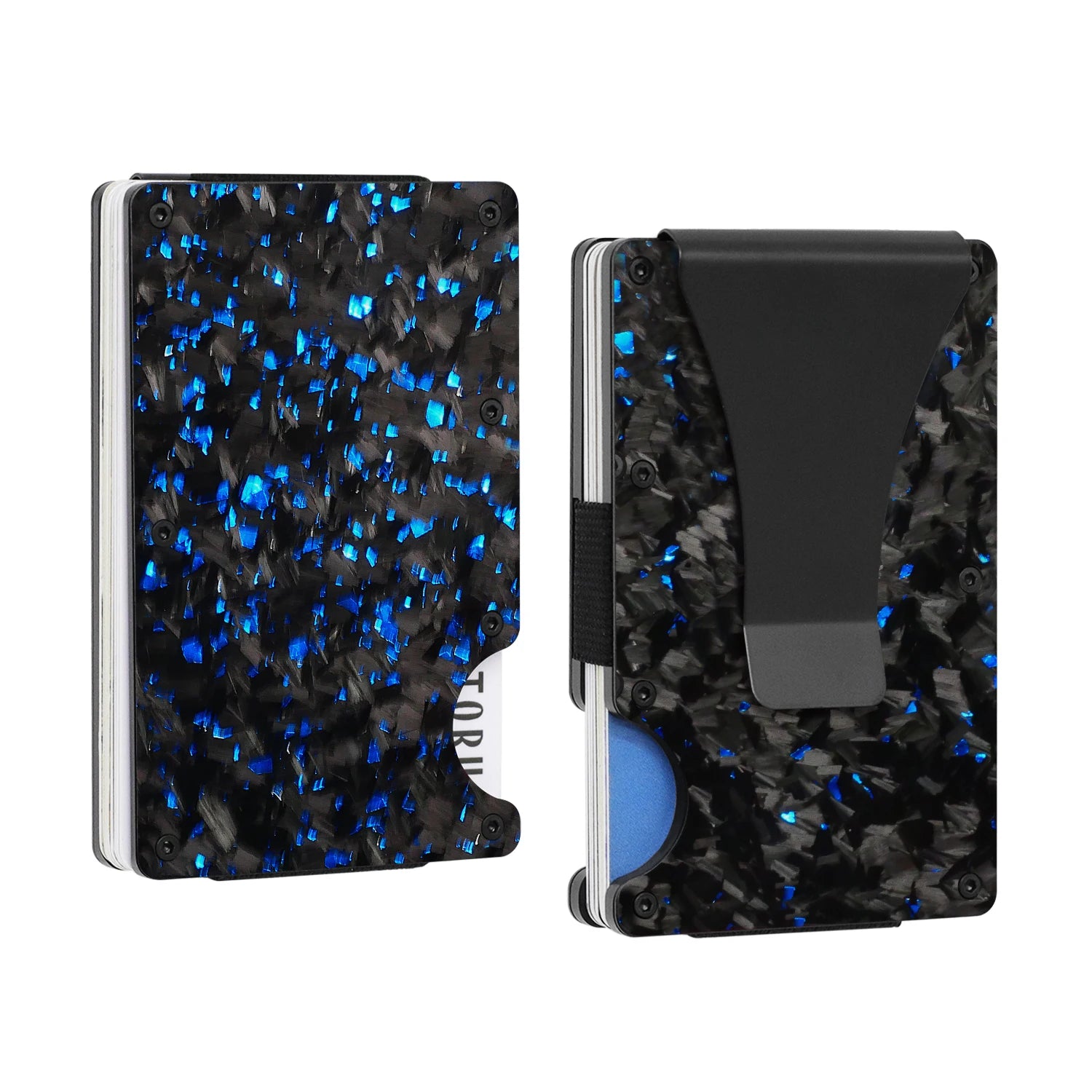 Forged Carbon Fiber Card Holder Wallet Men Clip Money Bag Cardholder Aluminium Metal RFID Slim Luxury Cartera Hombre