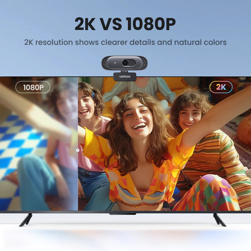 UGREEN USB Webcam 2K HD Mini Webcam For Laptop Computer Web Camera Dual Microphones for Youtube Zoom Video Calling 2K