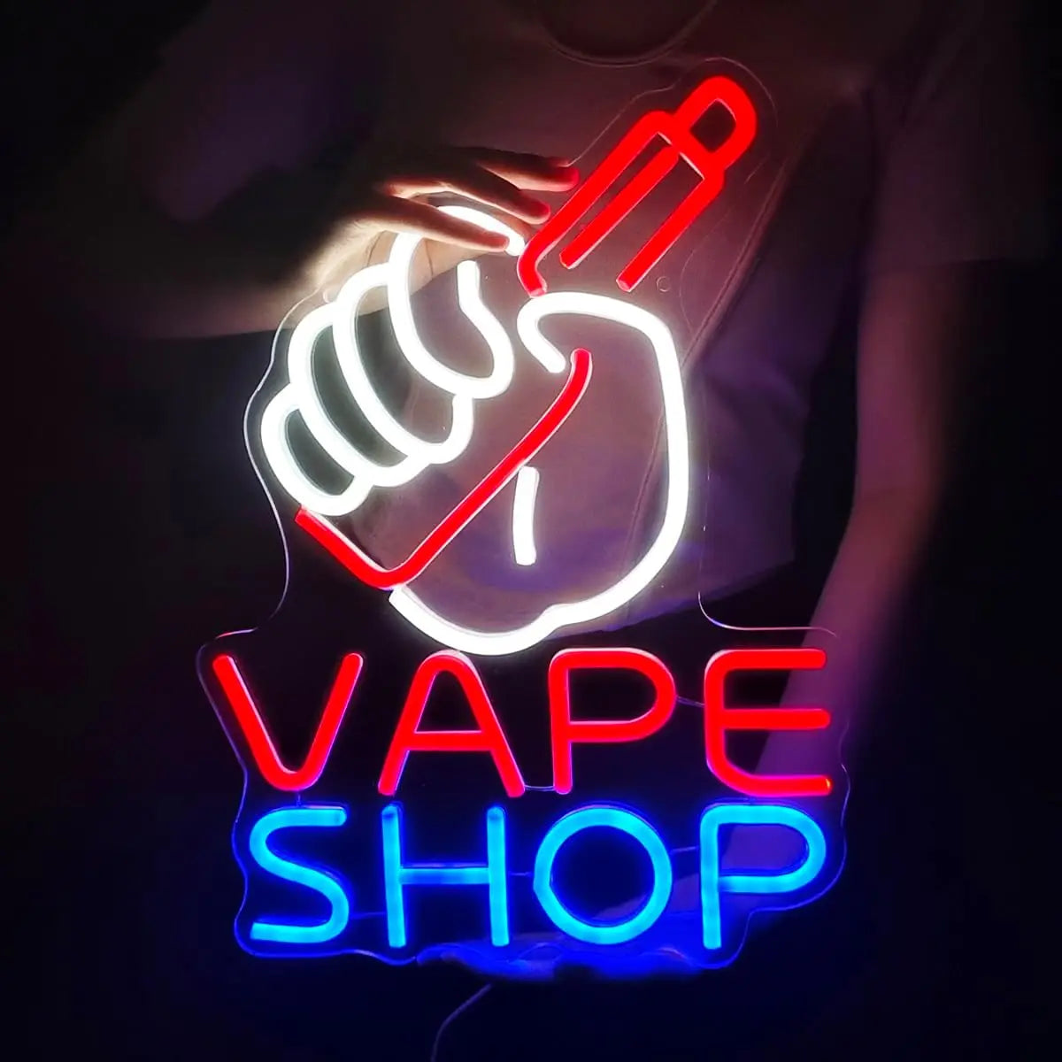 Vape Shop Neon Sign USB Powered Multi-Color LED Neon Light Wall Decor for Bar Office Smoke Shop - Birthday Christmas