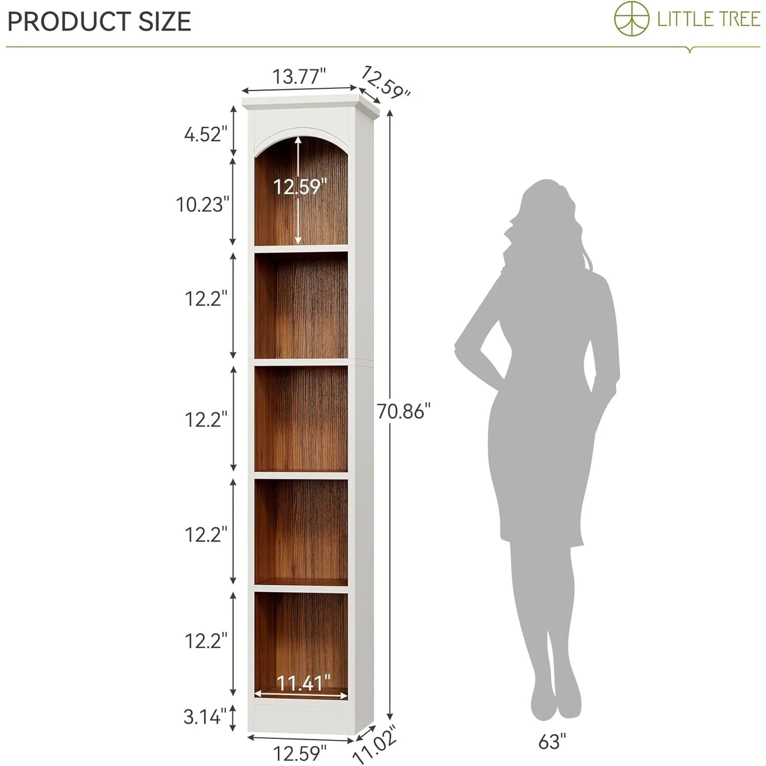 LITTLE TREE 70.9’’ Tall Bookshelf 5-Tier Open Bookcase with Cubes Bookshelves with Storage Space,Bookcase for Home