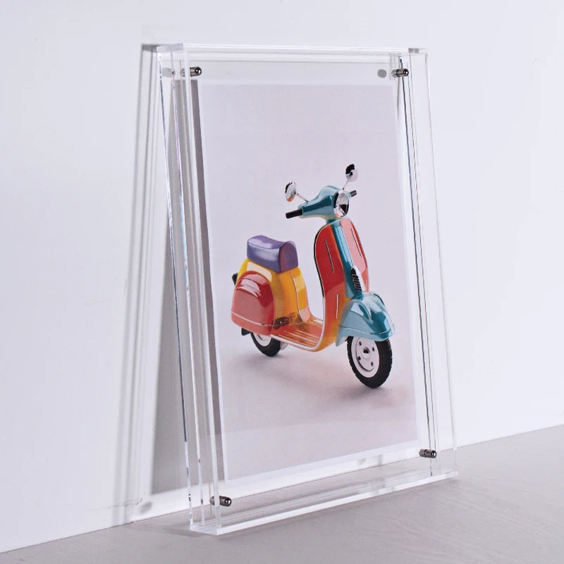 Translucent Acrylic Picture Frame Neon Floating Acrylic Wall Tabletop Frame Decoration Photo Frame for Gallery Home