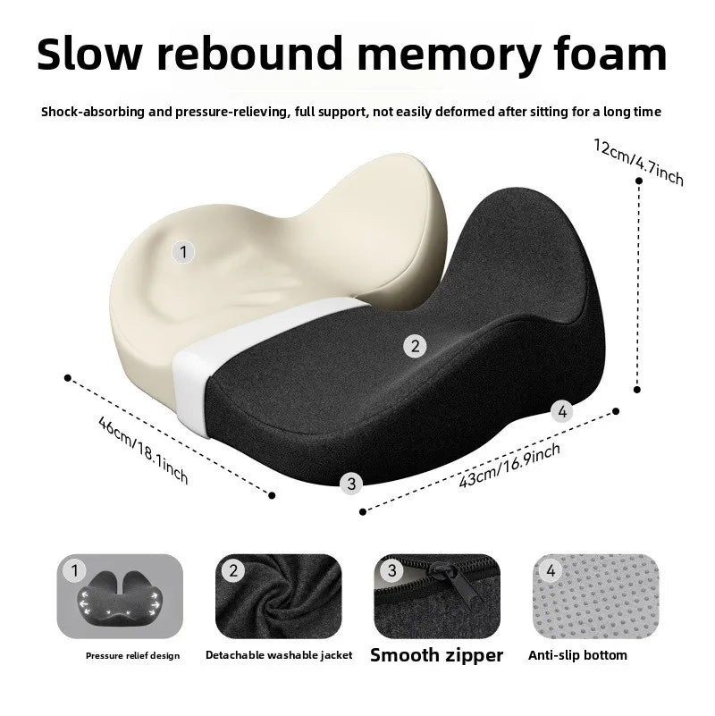 Orthopedic Memory Foam Seat Cushion for Tailbone Sciatica Back Pain Relief – Non-Slip U-Shaped Pad for Car Office Chair