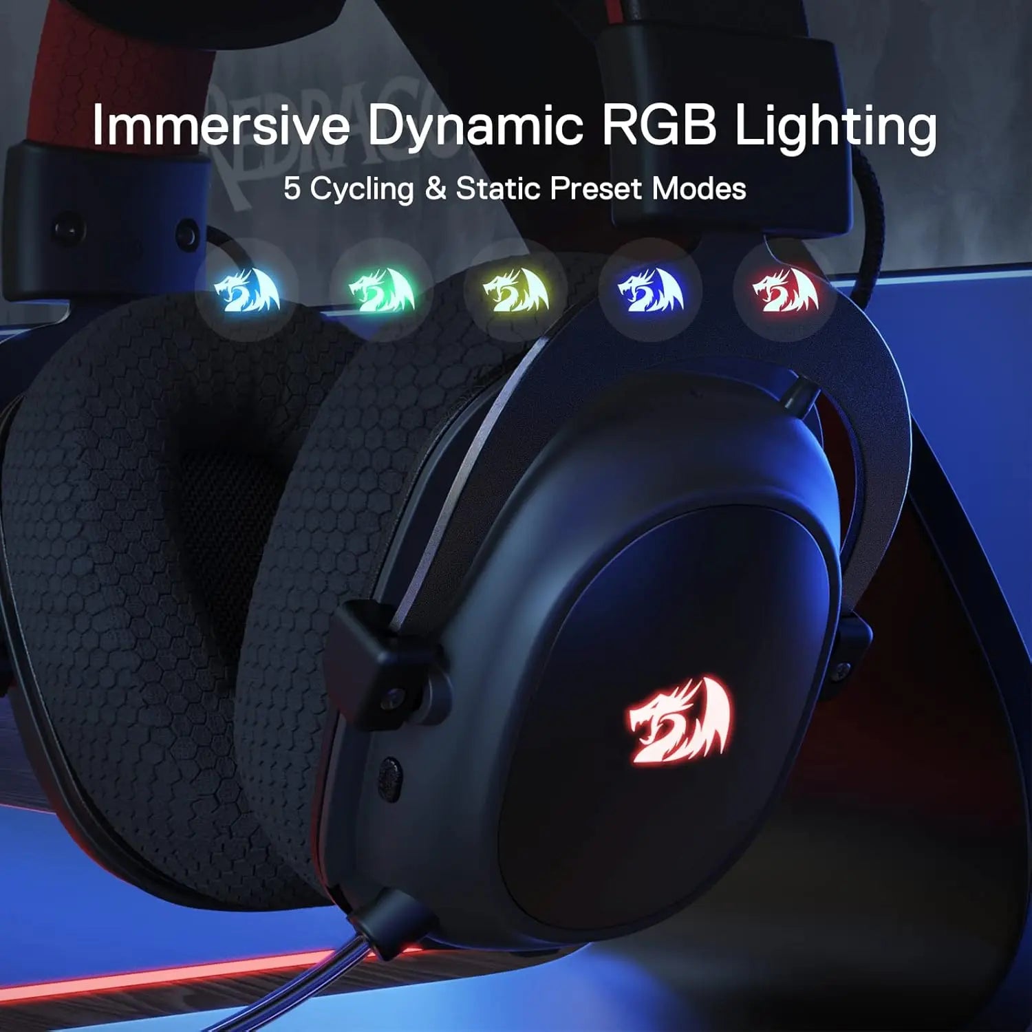 Redragon H510 PRO Zeus-X RGB Wireless Gaming Headset 7.1 Surround Sound 53MM Audio Drivers Multi Platforms Headphone