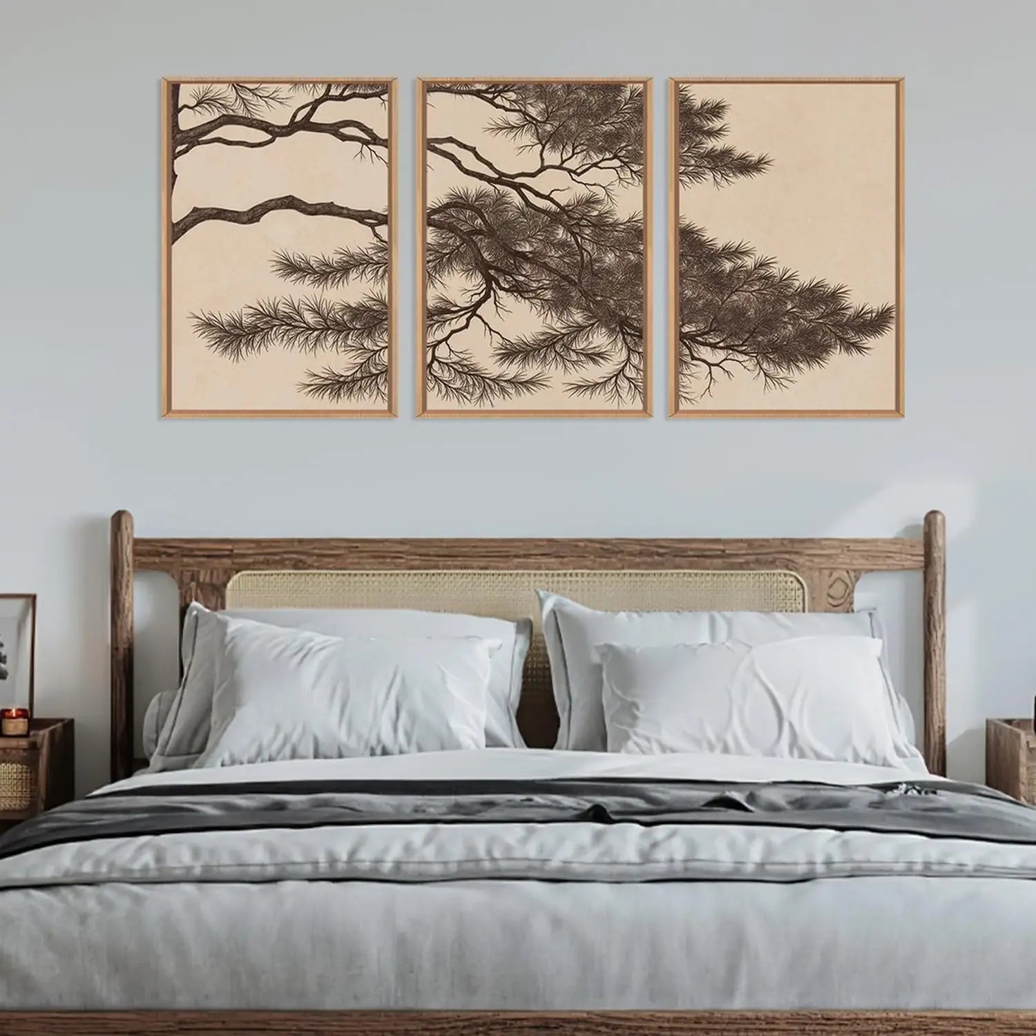 3Pcs/Set Vintage Pine Tree Branches Canvas Poster Wall Art Modern Plant Brown Prints Living Bedroom Office Home Decor