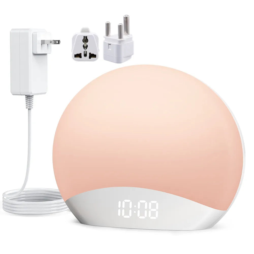 Awakening Wake Up Sunrise Alarm Clock Table Clock Dimmable with 3 Ring 8 Nightlight 26 Sound Sleep Timer Night Light