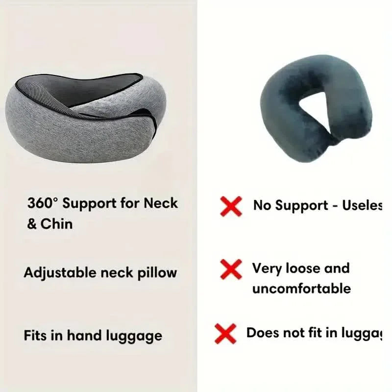 Travel Neck Pillow Memory Foam U-shaped Pillow Snail Style Travel Neck Support Portable Adjustable Soft Noon Break
