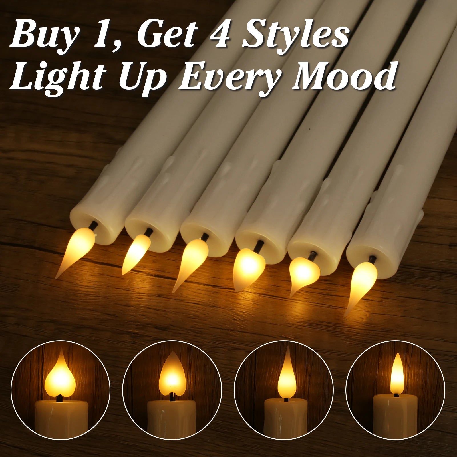 Rechargeable Flameless LED Taper Candles with Timer Remote & USB Charging Cable Flickering Dripping Wax Window Tall
