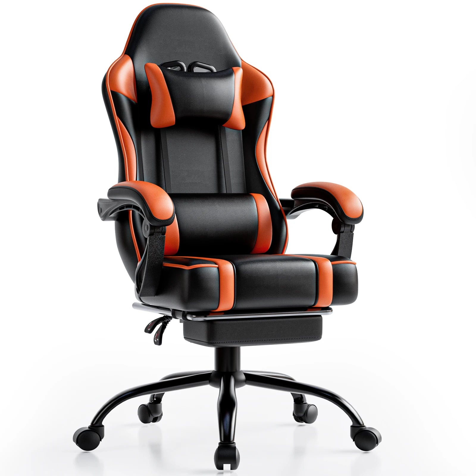 Gaming Chair Ergonomic Video Game Chair for Adults Comfortable Computer Chair with Footrest and Lumbar Support - Orange