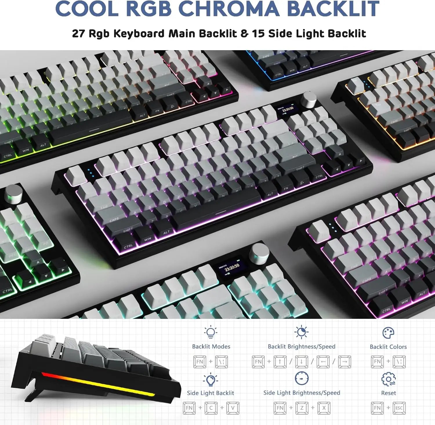 MAMBASNAKE x ATTACK SHARK RK86 RGB 75% Wireless Gasket Mechanical Keyboard,Triple Mode Bluetooth5.0/2.4G/USB-C - Desktop