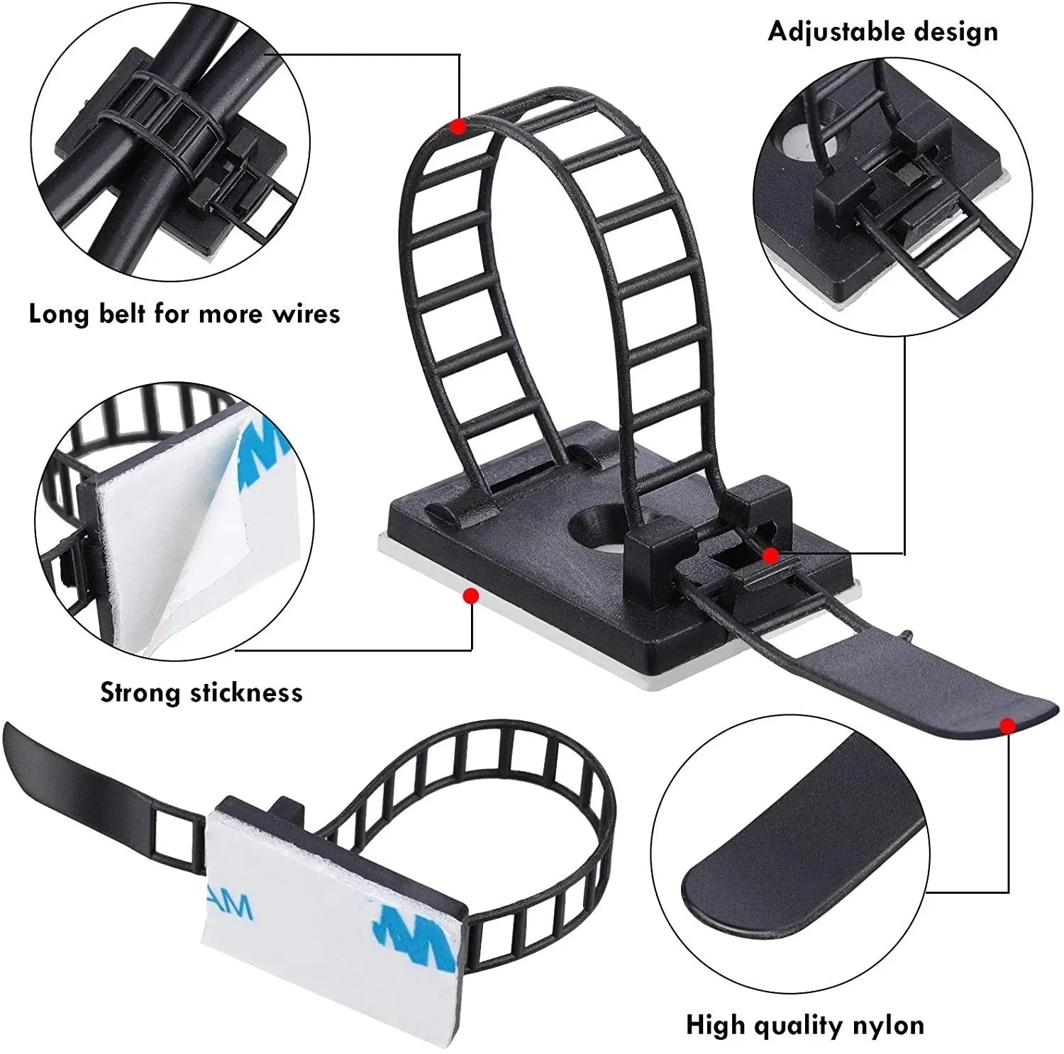 Adjustable Cable Organizer Wire Winder Clip Earphone Holder Self Adhesive Mouse Keyboard Cord Management USB Charger