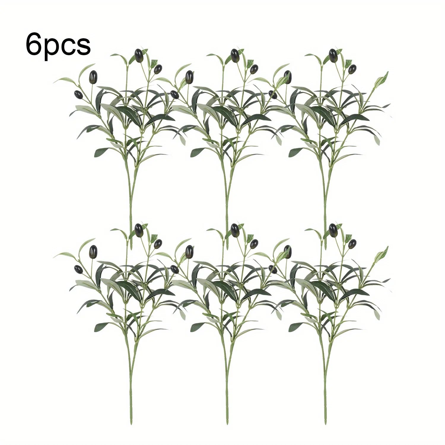 1-6pcs Faux Olive Leaves Stems 15’’ Tall Artificial Plants Olive Tree Branches for Home Office Wedding Party Tabletop