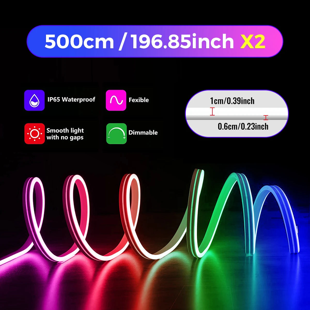 10M/5M/3M Neon WIFI RGB Led Strip Lights Outdoor Waterproof with Music Sync 108leds/m DIY Tape with Remote and App