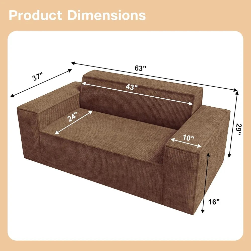 Sofa-in-a-Box Memory Foam 2 Seater Sofa Couch No Installation & Easy to Move Modern Living Room Sofa Couch