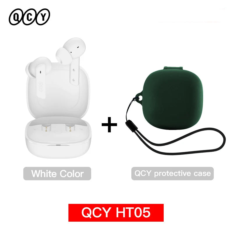 QCY HT05 ANC Wireless Earphone 40dB Noise Cancelling Bluetooth 5.2 Headphone 6 Mic ENC HD Call TWS Earbuds Transparency
