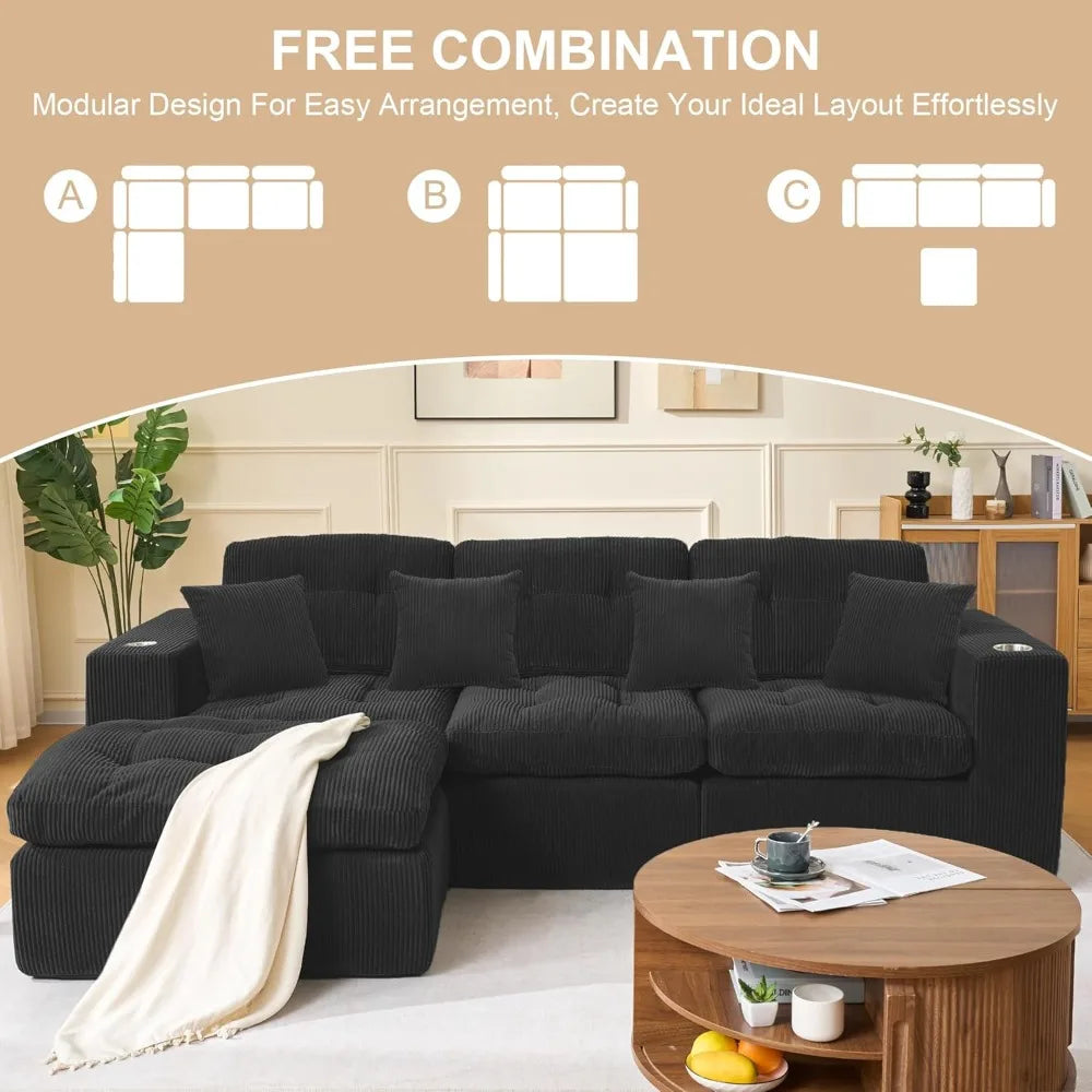 105 Inch Cloud Sectional Couch Modern Modular Sectional Sofa with Deep Seat - L Shaped Comfy 3 Seater Sectional Couches